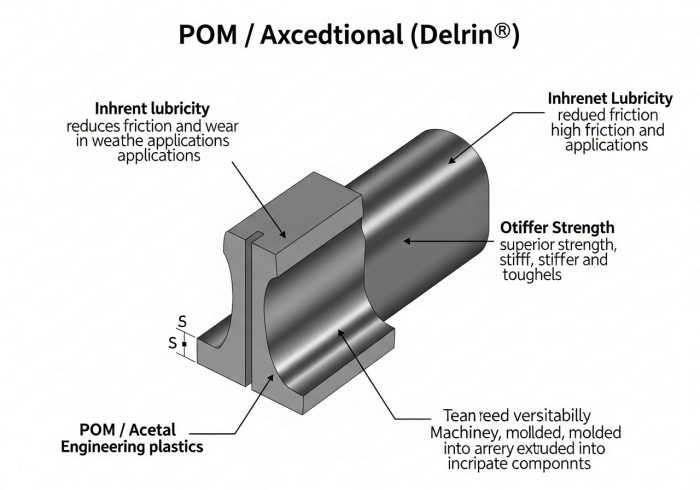 A set of clean, white gears machined from POM (Delrin), highlighting its application in mechanical parts