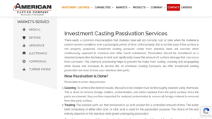 American Casting Company - Passivation of Stainless Steel Investment Castings