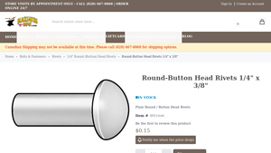Blacksmiths Depot - Solid Steel Round Rivets