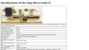 Carter Tools - Taig Micro Lathe II