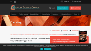Sequoia Brass & Copper - Alloy 110 Electrolytic Tough Pitch Copper Sheet