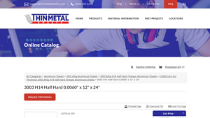 Thin Metals - 3003 H14 Half Hard Aluminum Sheet