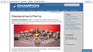 Champion Screw Machine - Replacement Parts