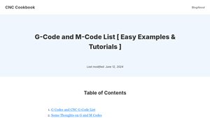 CNC Cookbook - Complete G-Code & M-Code Reference
