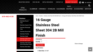 Competitive Metals - 16-Gauge 304 Stainless Steel Sheet