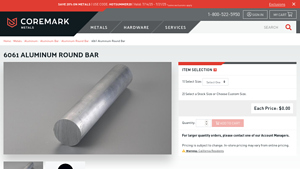 Coremark Metals - 6061 Aluminum Round Bar
