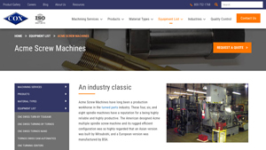 Cox Manufacturing - Acme Gridley Multi-Spindle Screw Machines