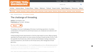 CTE Magazine - Threading Tools and Specifications
