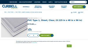 Curbell Plastics - PVC Type 1 Clear Sheet