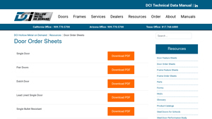 DCI Hollow Metal - Door Order Sheets