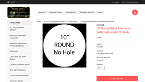 Digital Grafx - 10 Round Blank Aluminum Sublimation