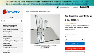Display Wholesale - Cast Silver Mirror Acrylic Sheet