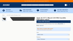 DoonX - 4mm Black G10 FR4 Garolite Fiberglass Sheet