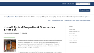 Kovar® - ASTM F15 Alloy Properties