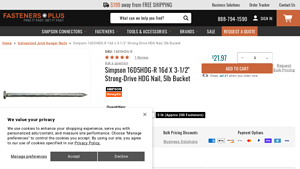 Simpson Strong-Tie - 16D5HDG-R 16d x 3-1/2 Strong-Drive HDG Nail