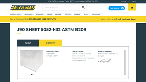 Fast Metals - 190 Sheet 5052-H32