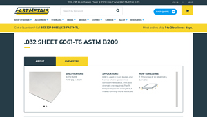 Fast Metals - 032 Sheet 6061-T6 ASTM B209