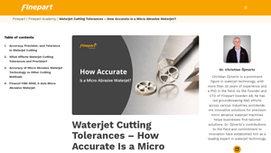 Finepart - Finecut FAW 500II Micro Abrasive Waterjet