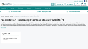 Goodfellow - Precipitation Hardening Stainless Steels