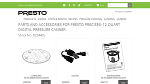Presto - Precise® 12-Quart Digital Pressure Canner Parts and Accessories
