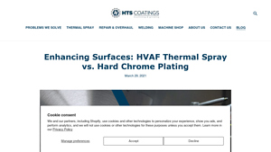 HTS Coatings - HVAF Thermal Spray vs. Hard Chrome Plating