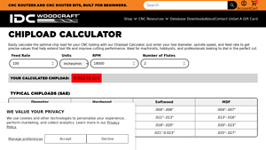 IDC Woodcraft - Chipload Calculator