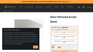 Inventables - Silver Mirrored Acrylic Sheet