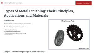 IQS Directory - Types of Metal Finishing