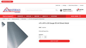 JB Materials - 20 Gauge Sheet Metal