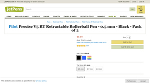Pilot - Precise V5 RT Retractable Rollerball Pen