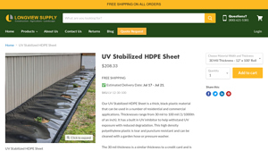 Longview Supply - UV Stabilized HDPE Sheet