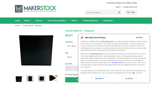 MakerStock - Black Acetal / Delrin for Laser Cutting and CNC Machining