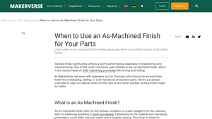 Makerverse - As-Machined Finish Solutions