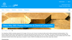Materials Plus - Brass Alloy 360 (C36000)