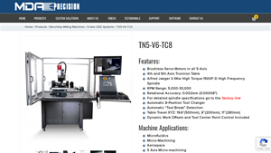 MDA Precision - TN5-V6-TC8 High Precision 5-Axis CNC Mill