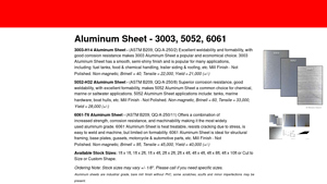 Metals Depot - Aluminum Sheet Types