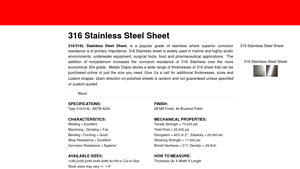Metals Depot - Stainless Sheet Type 316