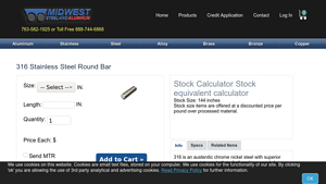 Midwest Steel Supply - 316 Stainless Steel Round Bar
