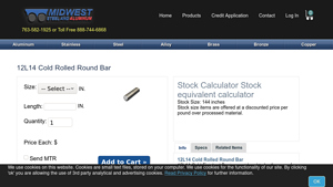 Midwest Steel Supply - 12L14 Cold Rolled Round Bar