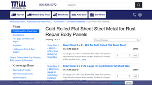 Mill Supply - Cold Rolled Flat Sheet Steel