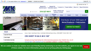 MK Metal - CRS Sheet 19 Ga x 48 x 120