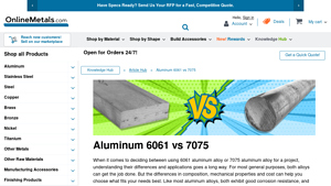 Online Metals - Aluminum 6061 vs 7075