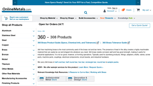 Online Metals - 360 Brass (C36000)