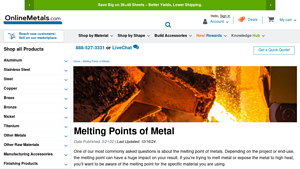 Online Metals - Melting Points of Metals