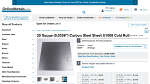Online Metals - Cold Rolled Carbon Steel Sheet/Plate