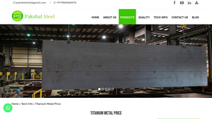 Pakshal Steel - Titanium Metal Pricing