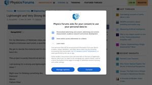 Physics Forums - Material Selection for Mechanics of Materials Project