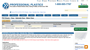 Professional Plastics - PVC Sheet Optically Clear