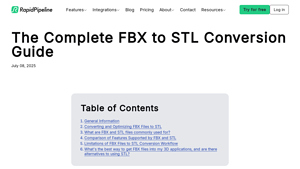 Rapid Pipeline - Ultimate FBX to STL Conversion Guide