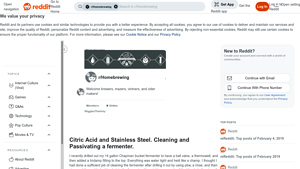 Reddit - Citric Acid for Stainless Steel Passivation